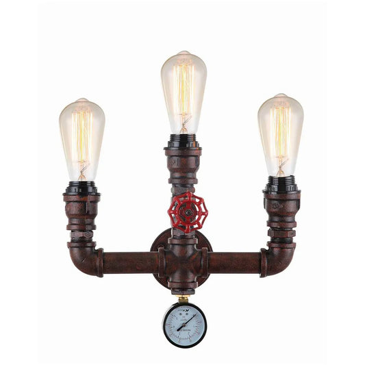 STEAM: Interior Aged Iron 3xPipe Wall Light