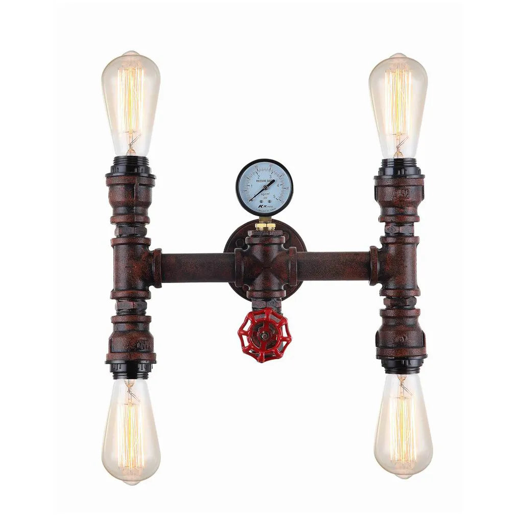 STEAM: Interior Aged Iron 4xPipe Wall Light