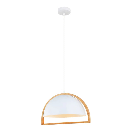 SWING: Dome With Wood Frame Pendant Lights