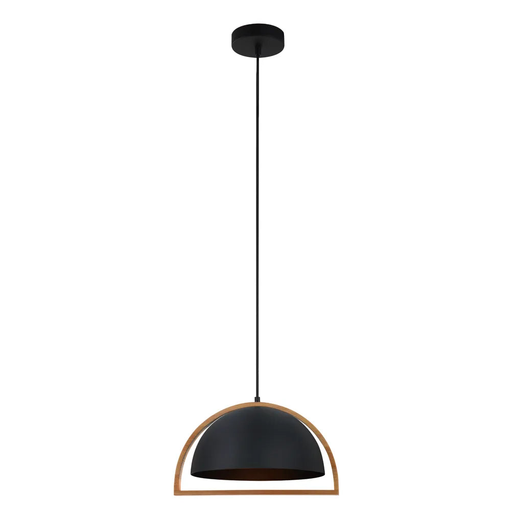 SWING: Dome With Wood Frame Pendant Lights