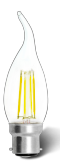 4 Watt LED Candle Flame Filament B22 3000k Warm White Globe