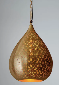 Taipan Brass Perforated Teardrop Pendant Light