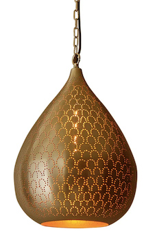 Taipan Brass Perforated Teardrop Pendant Light