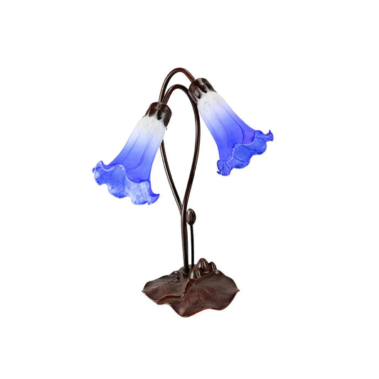 Twin Lily Lamp White Blue