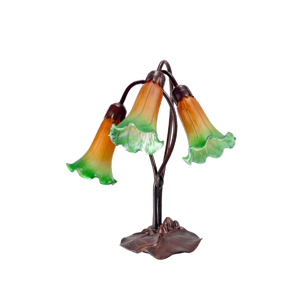 Triple Lily Lamp Amber Green