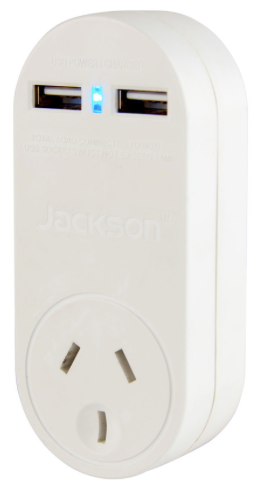Twin Outlet 1 Amp Usb Charger With Surge Protected Mains Outlet