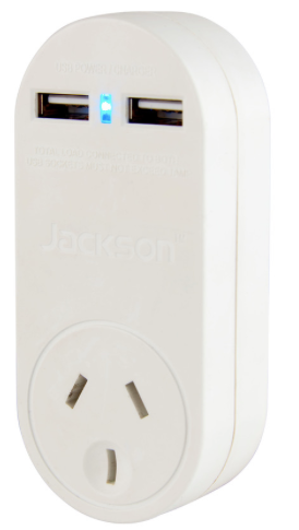 Twin Outlet Rapid Charge 3.1 Amp Usb Charger With Surge Protected Mains Outlet