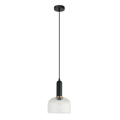 VINTAJ: Retro Interior Dome Shape Ribbed Glass Pendant Lights