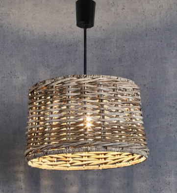 Wicker Large Drum Pendant