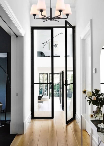 Abbey 6 Light Metal & Opal Glass Pendant Light