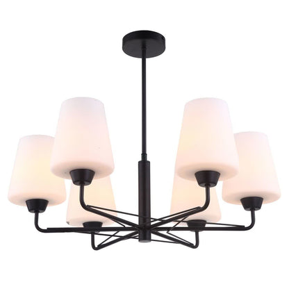 Abbey 6 Light Metal & Opal Glass Pendant Light