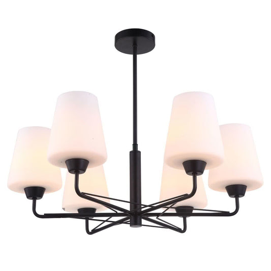 Abbey 6 Light Metal & Opal Glass Pendant Light