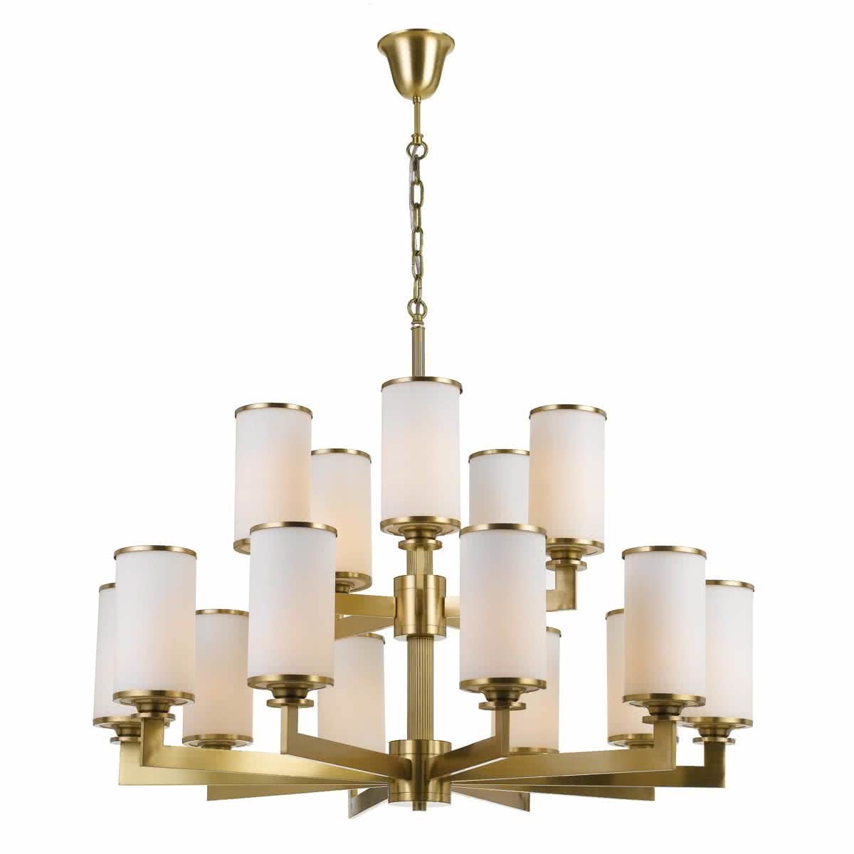 Ahern 15 Light Brass Metal & Opal Glass Pendant