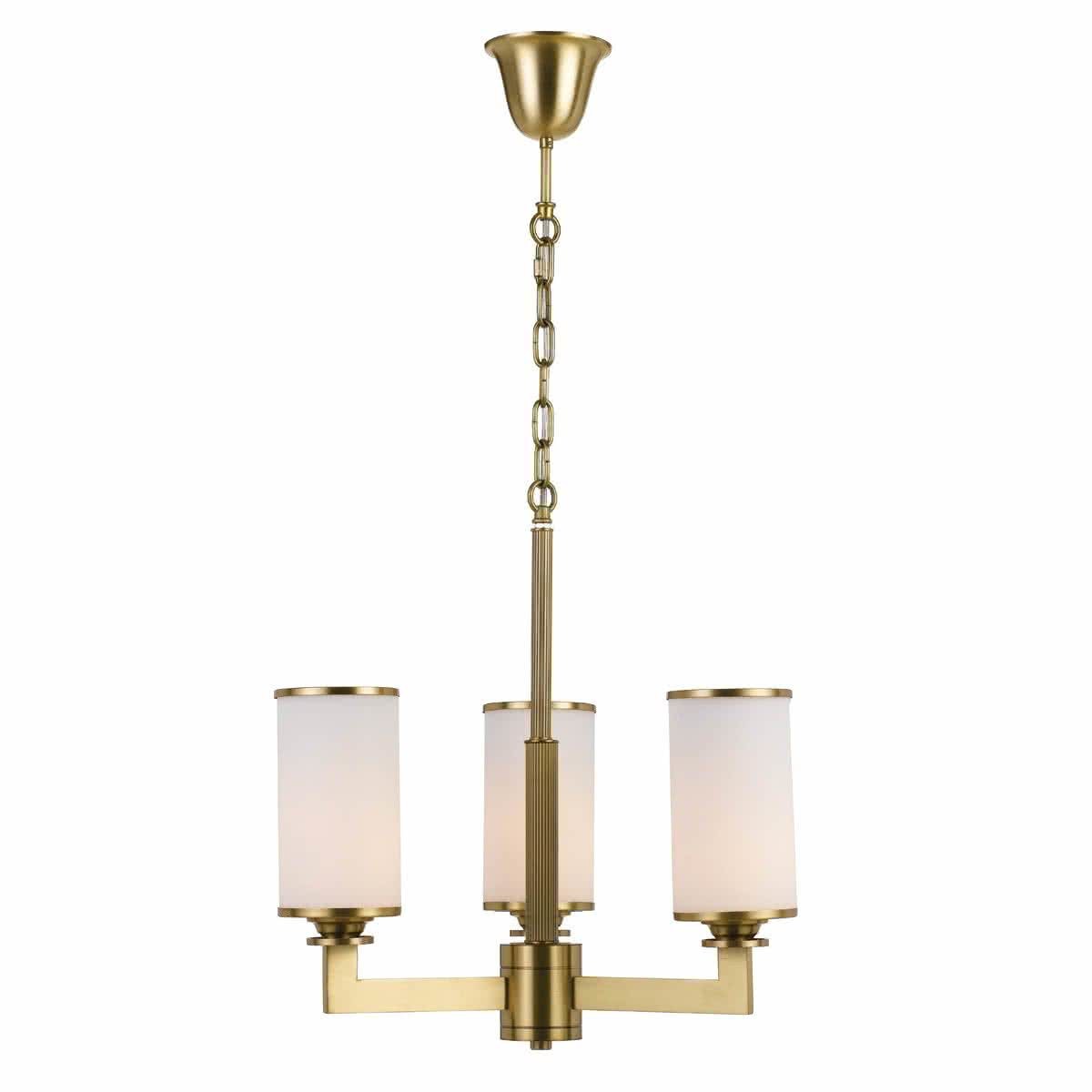 Ahern 3 Light Brass Metal & Opal Glass Pendant