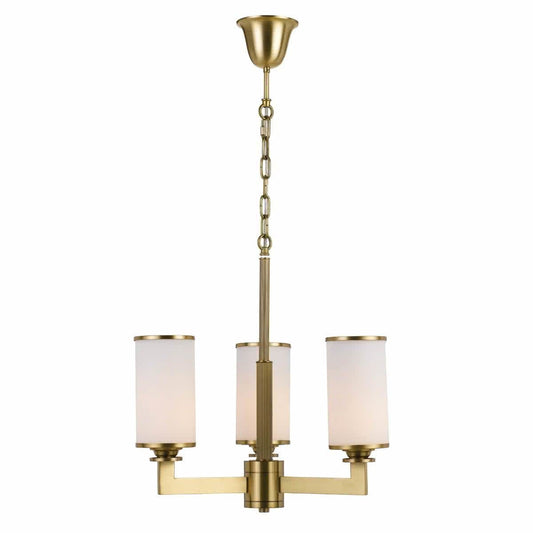 Ahern 3 Light Brass Metal & Opal Glass Pendant