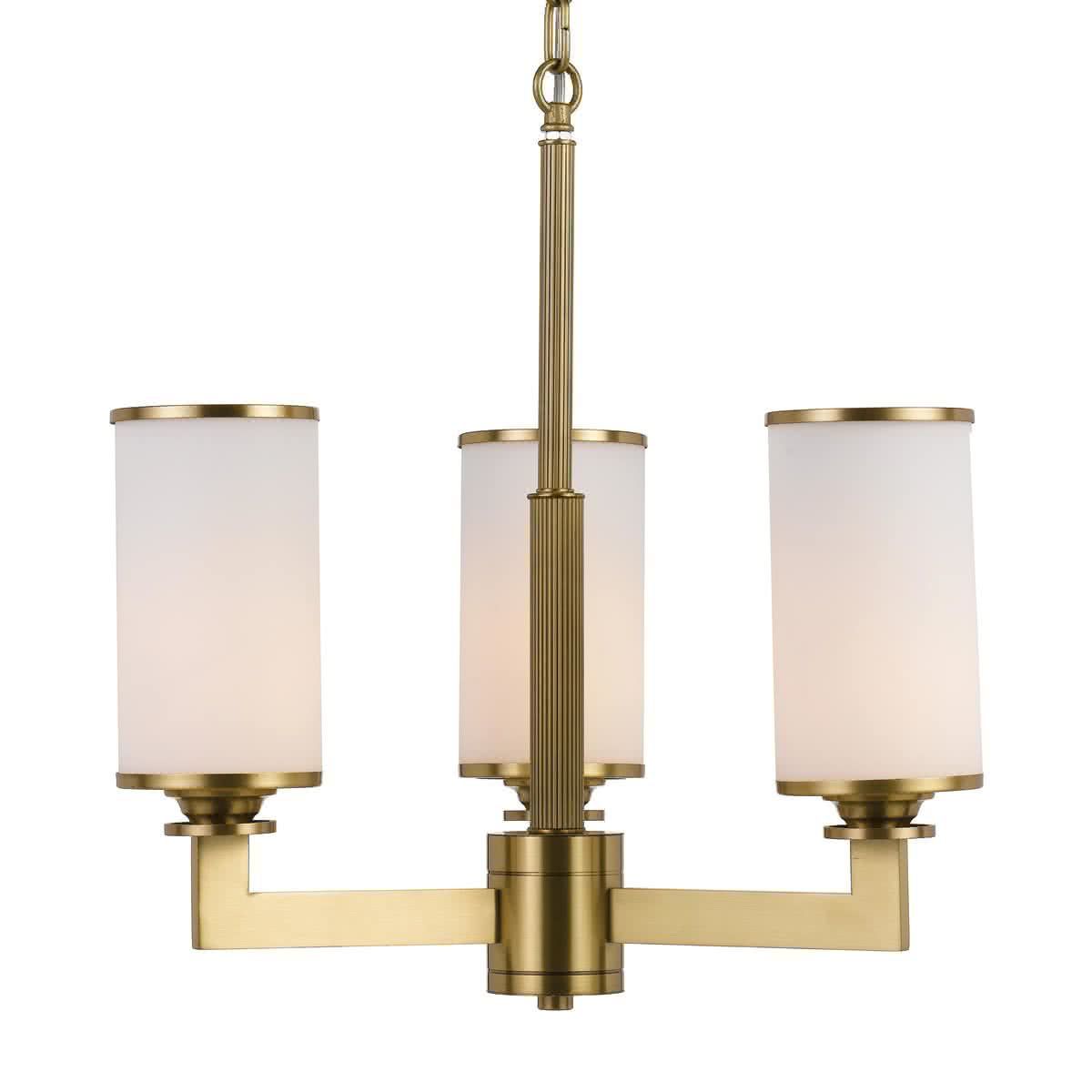 Ahern 3 Light Brass Metal & Opal Glass Pendant
