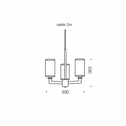 Ahern 3 Light Brass Metal & Opal Glass Pendant