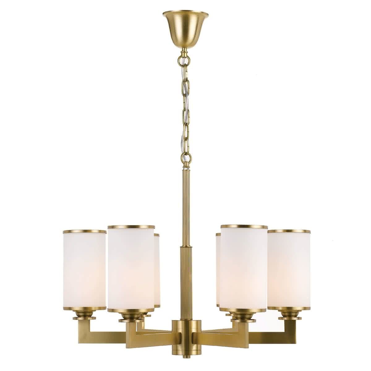 Ahern 6 Light Brass Metal & Opal Glass Pendant