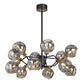 Annabel 12 Light Smoked Dimpled Glass & Antique Brass Highlight Pendant