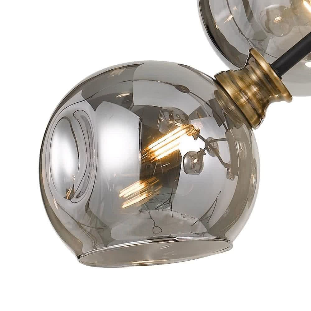 Annabel 12 Light Smoked Dimpled Glass & Antique Brass Highlight Pendant