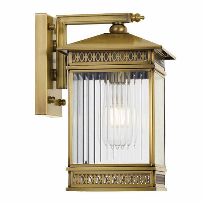 Avera Small Solid Brass Outdoor Coach Wall Light