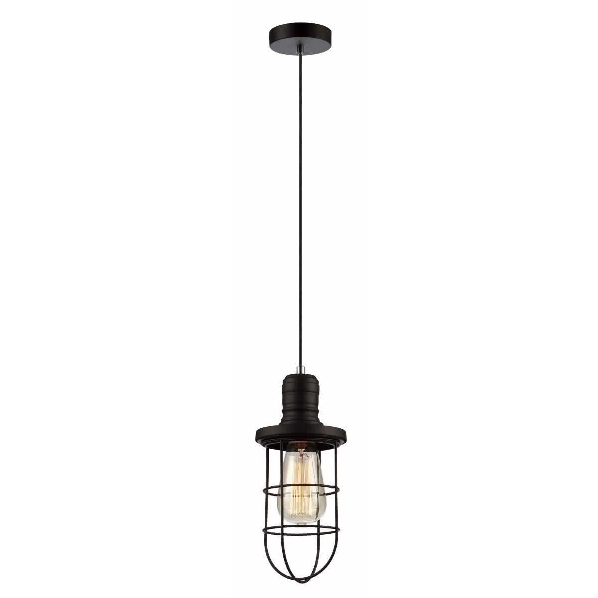 Blackband Rounded Bottom Iron Cage Pendant Light