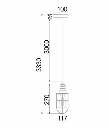 Blackband Rounded Bottom Iron Cage Pendant Light