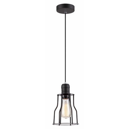Blackband Stepped Bottom Iron Cage Pendant Light