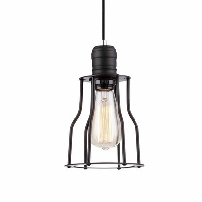 Blackband Stepped Bottom Iron Cage Pendant Light