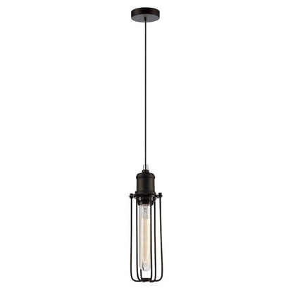 Blackband Cylindrical Iron Cage Pendant Light