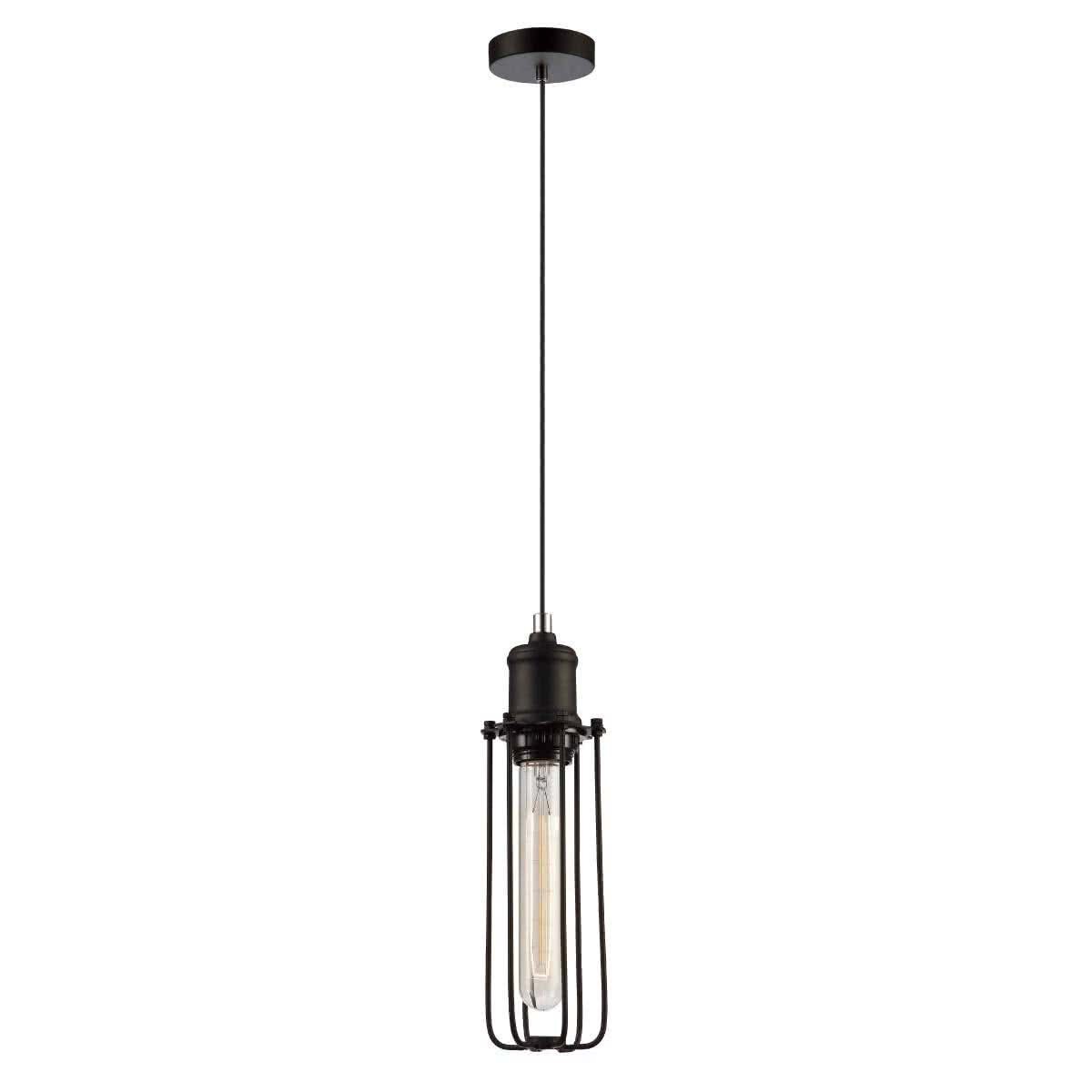 Blackband Cylindrical Iron Cage Pendant Light