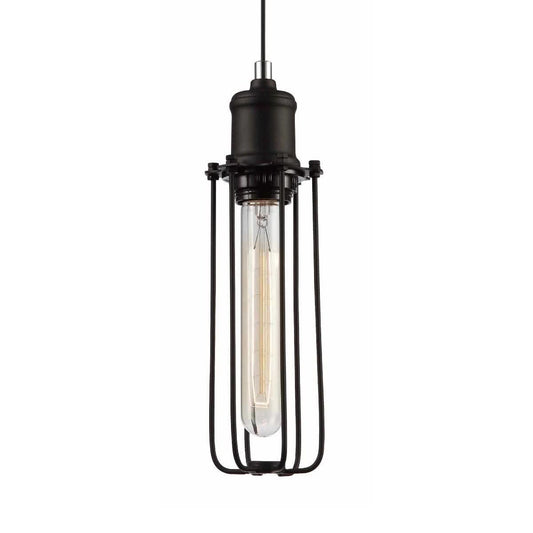 Blackband Cylindrical Iron Cage Pendant Light