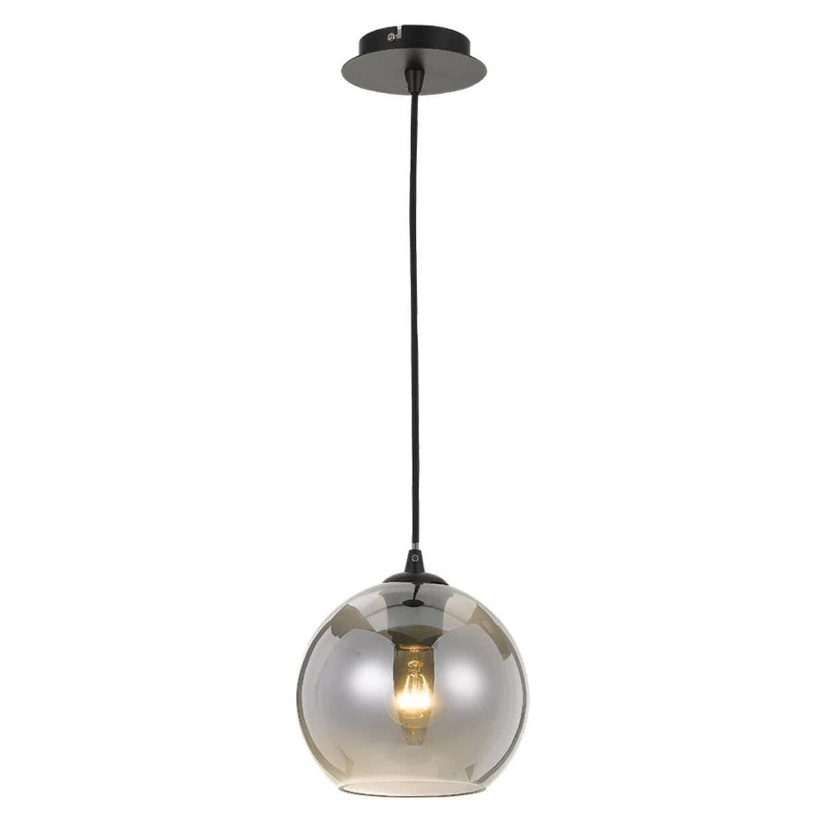 Bondi Small Black Smoked Glass Pendant Light