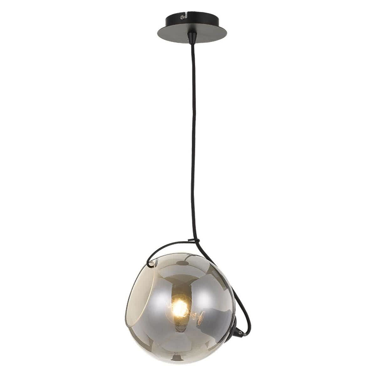 Bondi Small Black Smoked Glass Pendant Light