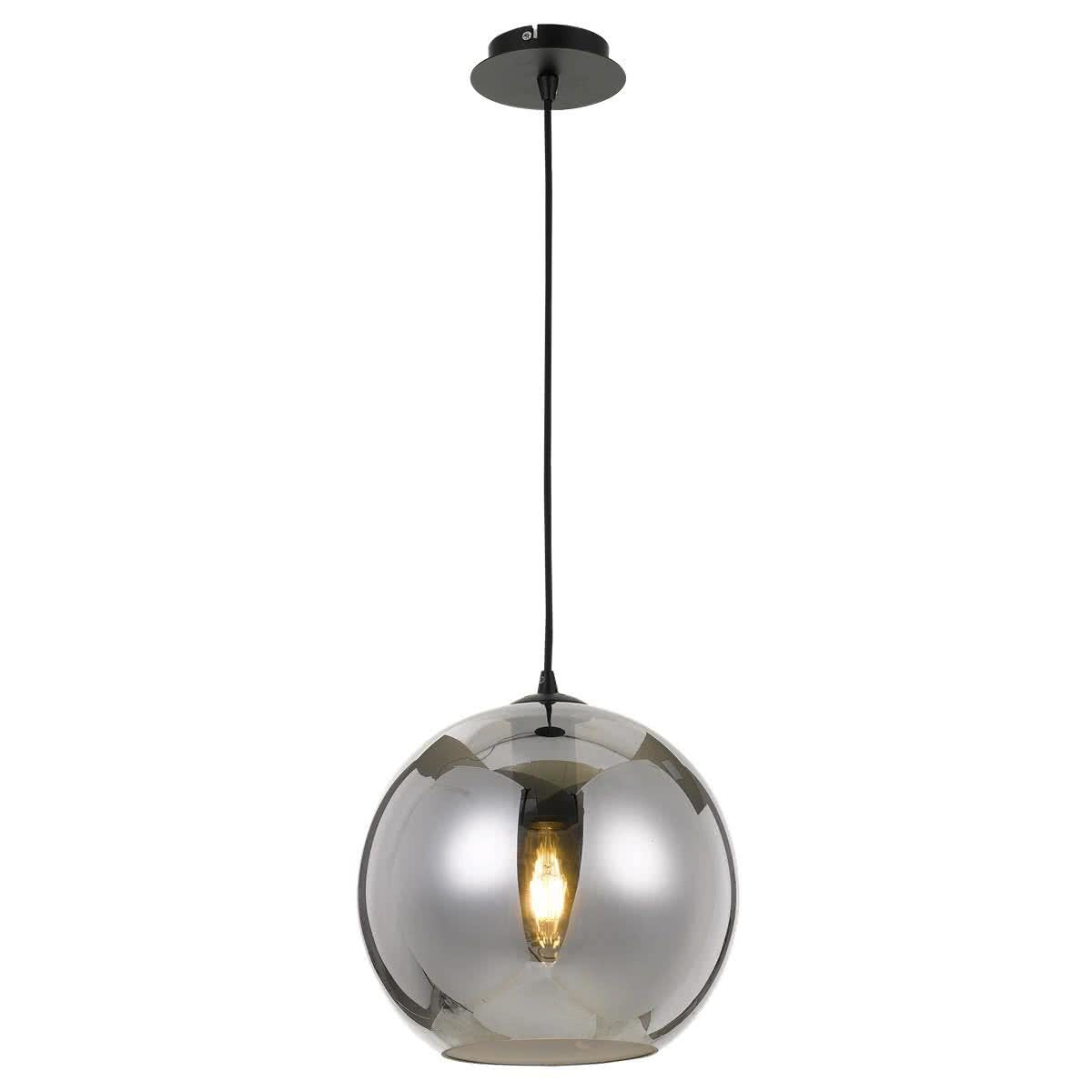 Bondi Medium Black Smoked Glass Pendant Light