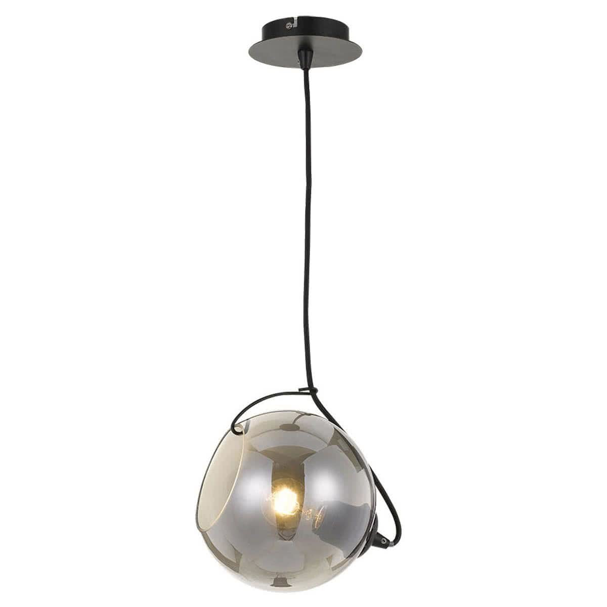 Bondi Medium Black Smoked Glass Pendant Light