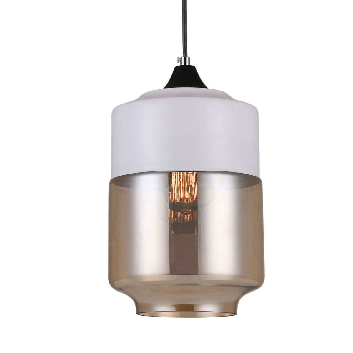 Casa White & Amber Glass Jar Pendant Light