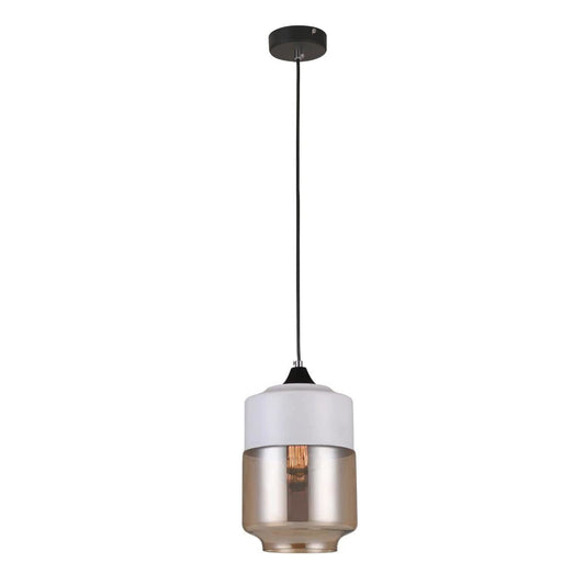 Casa White & Amber Glass Jar Pendant Light