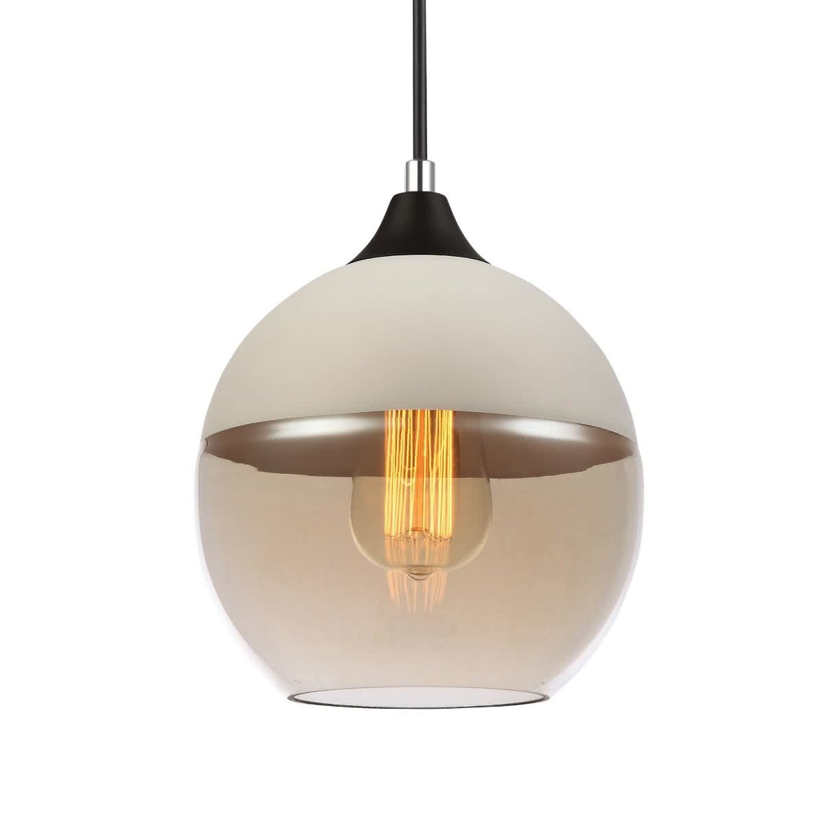 Casa White & Amber Glass Winte Glass Pendant Light