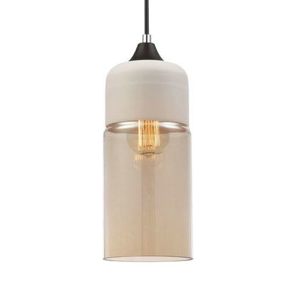 Casa White & Amber Glass Oblong Pendant Light