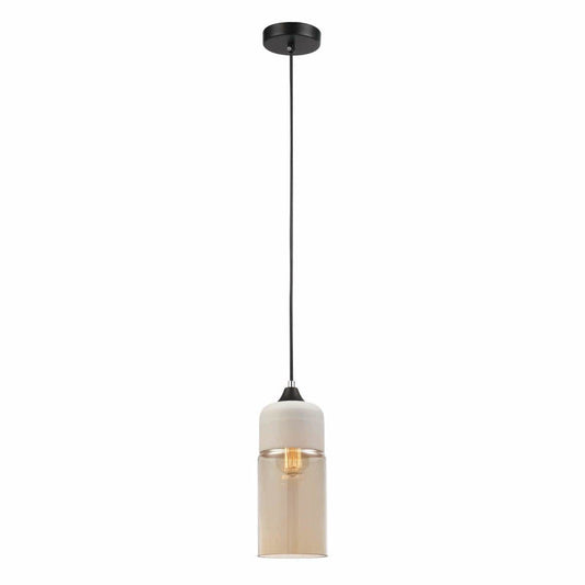 Casa White & Amber Glass Oblong Pendant Light