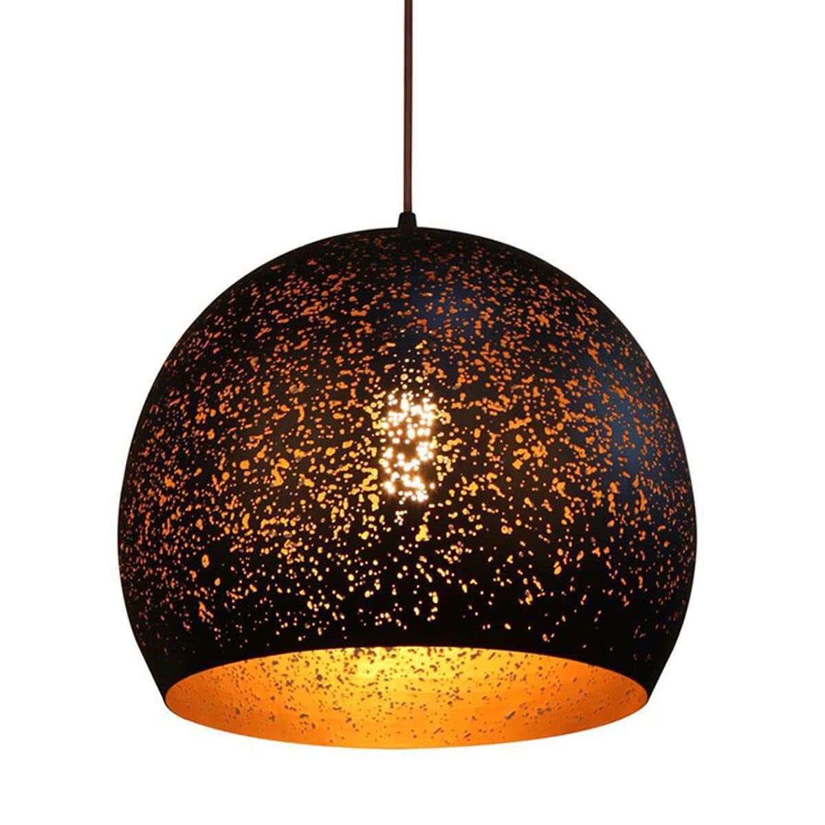 Celeste Black Aluminium Dome Pendant Light With Gold Interior
