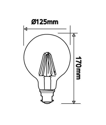G125 B22 8w LED Dimmable Decorative Filament Globe 800 Lumen