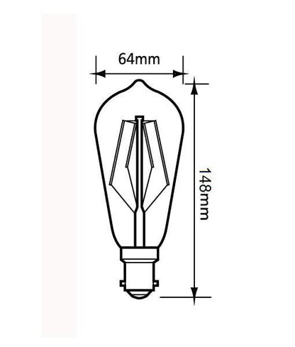 Pear St64 B22 8w LED Dimmable Decorative Filament Globe 800 Lumen