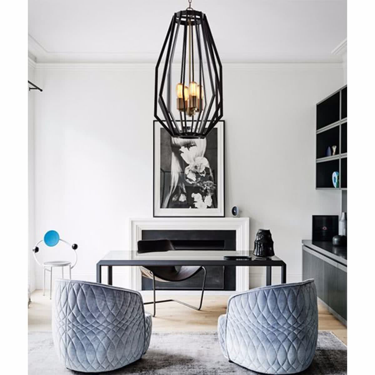 Gamba Narrow 4 Light Metal Cage Pendant