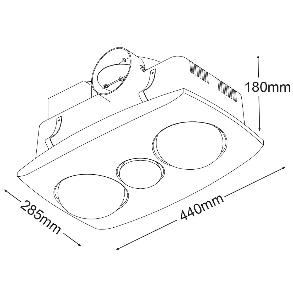 Contour 2 - 3 In 1 Bathroom Heater with LED Light - White