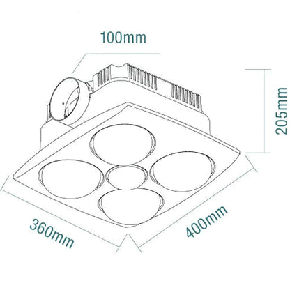 Contour 4 - 3 In 1 Bathroom Heater with LED Light - White