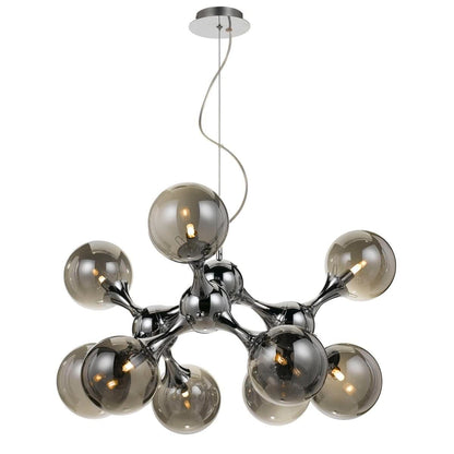 Cosmic 80cm Chrome & Smoked Glass 9 Light Pendant