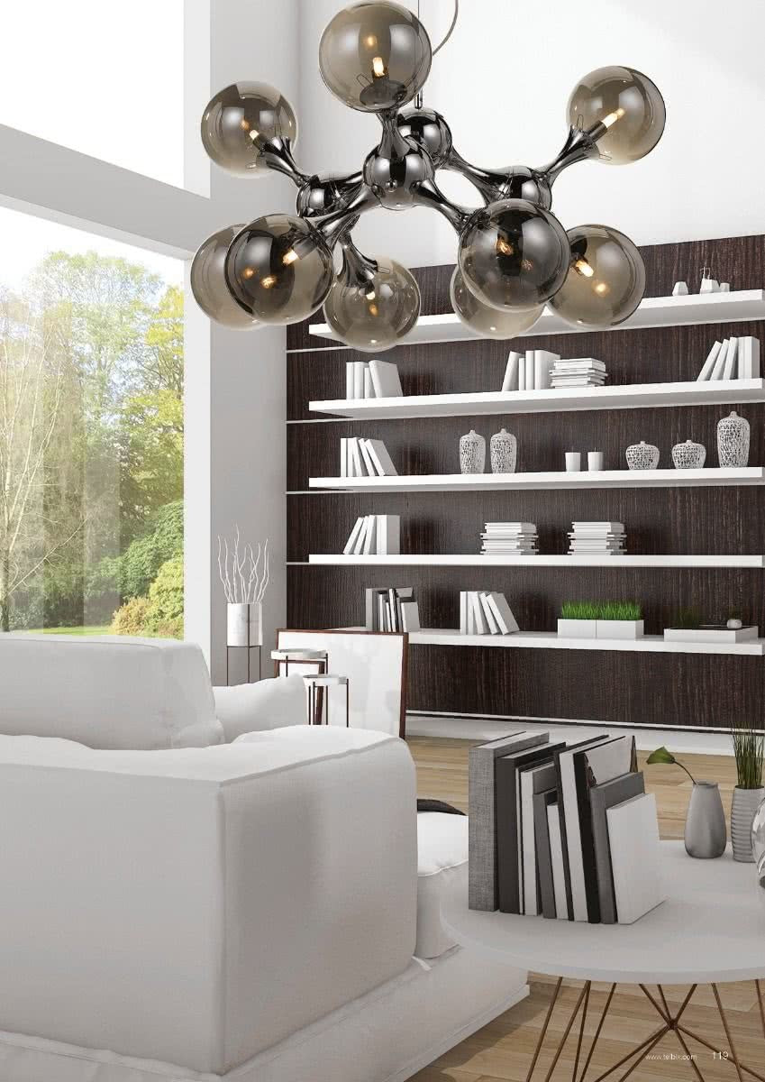 Cosmic 80cm Chrome & Smoked Glass 9 Light Pendant