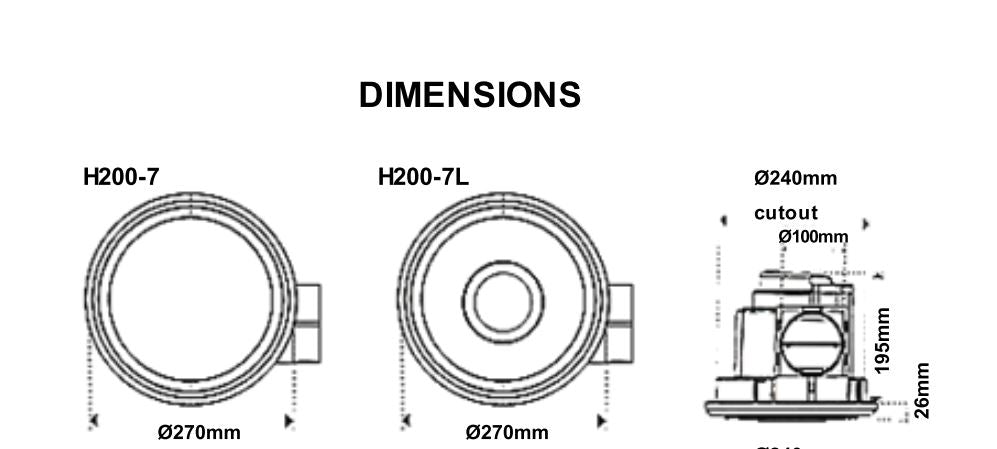 Round Exhaust Fan With Light 240mm